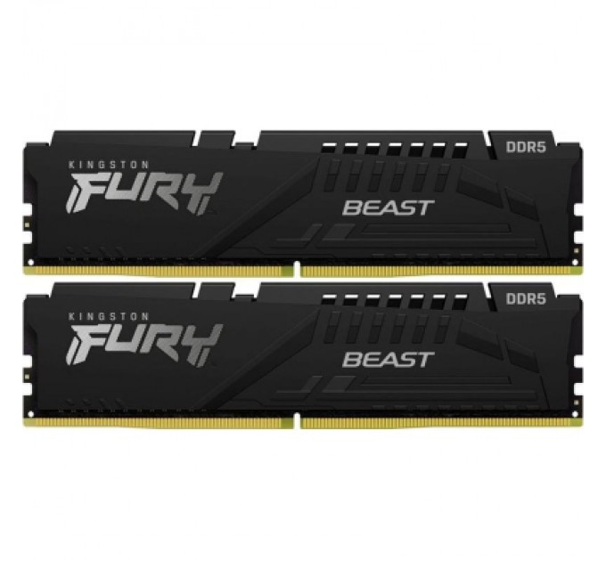 Kingston Fury (ex.HyperX) Модуль пам'яті для комп'ютера DDR5 64GB (2x32GB) 5600 MHz Fury Beast Black Kingston Fury (ex.HyperX) (KF556C36BBE2K2-64)