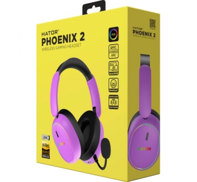 Hator Навушники Hator Phoenix 2 Wireless Hi-Res SyncHUB Cyber Violet (ESH42)