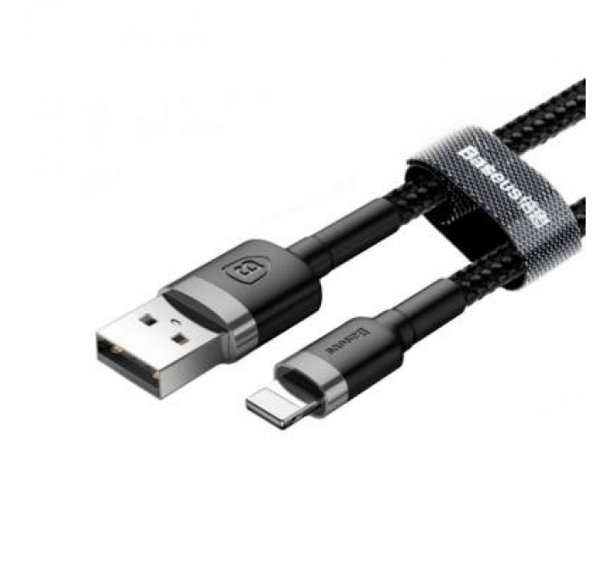 Baseus Дата кабель USB 2.0 AM to Lightning 0.5m Cafule 2.4A grey+black Baseus (CALKLF-AG1)