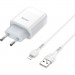 HOCO Зарядний пристрій HOCO C73A Glorious 2xUSB + cable USB to Lightning White (6931474713056)