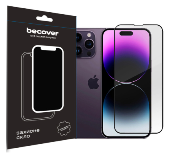 BeCover Скло захисне BeCover Apple iPhone 14 Pro Black (707968)