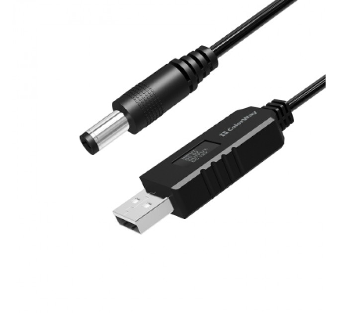 ColorWay Кабель живлення USB to DC 5.5x2.5mm 12V 1.0m black ColorWay (CW-CBUD067-BK)