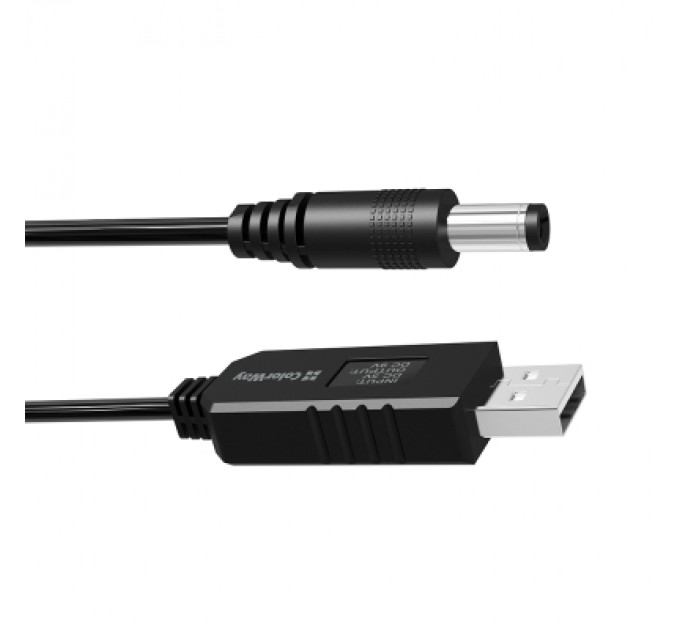ColorWay Кабель живлення USB to DC 5.5x2.5mm 9V 1.0m black ColorWay (CW-CBUD066-BK)