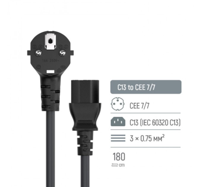 ColorWay Кабель живлення C13 1.8m black ColorWay (CW-CBP082-BK)