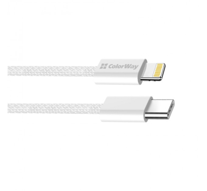 ColorWay Дата кабель USB-C to Lightning 2.0m PD 27W braided gray ColorWay (CW-CBPDCL068-GR)