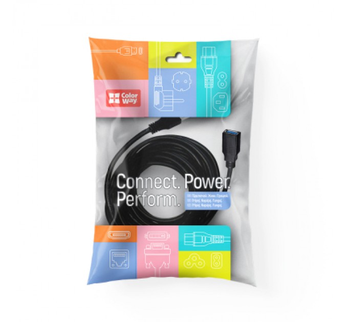 ColorWay Дата кабель USB 3.0 AM/AF 1.8m black ColorWay (CW-CBUF075-BK)