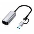 ColorWay Адаптер USB-C + USB A to RJ45 Ethernet 1000Mbps ColorWay (CW-AD-CRG)