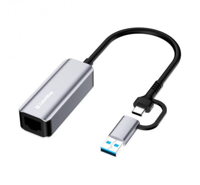 ColorWay Адаптер USB-C + USB A to RJ45 Ethernet 1000Mbps ColorWay (CW-AD-CRG)