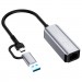 ColorWay Адаптер USB-C + USB A to RJ45 Ethernet 1000Mbps ColorWay (CW-AD-CRG)