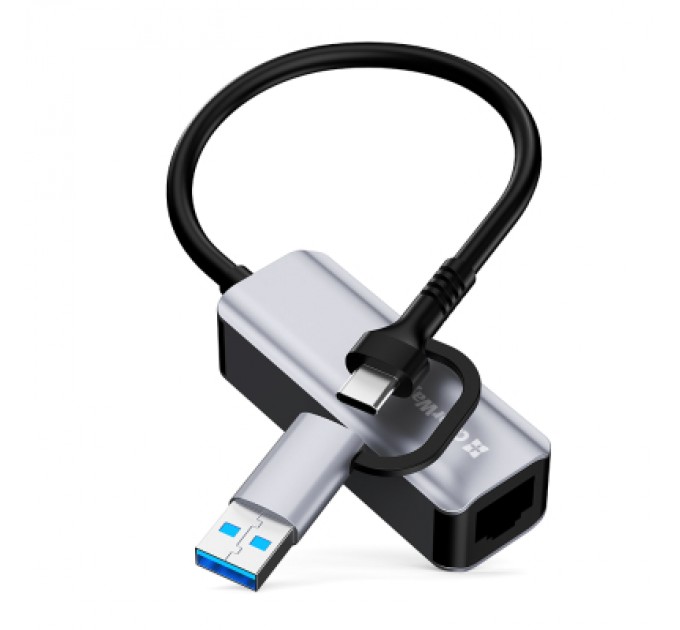 ColorWay Адаптер USB-C + USB A to RJ45 Ethernet 1000Mbps ColorWay (CW-AD-CRG)