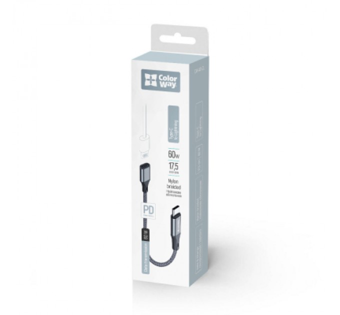 ColorWay Перехідник USB-C M to Lightning F 0.17m gray ColorWay (CW-AD-CL)