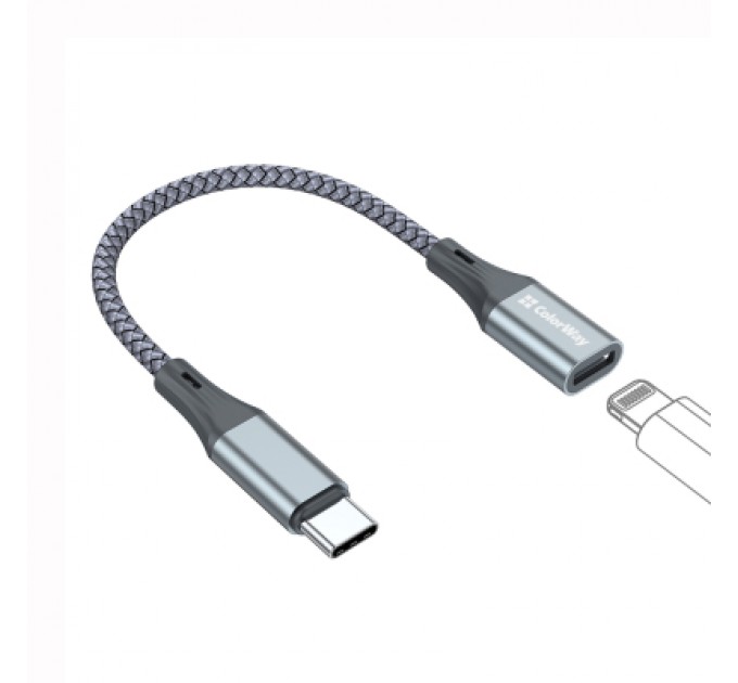 ColorWay Перехідник USB-C M to Lightning F 0.17m gray ColorWay (CW-AD-CL)