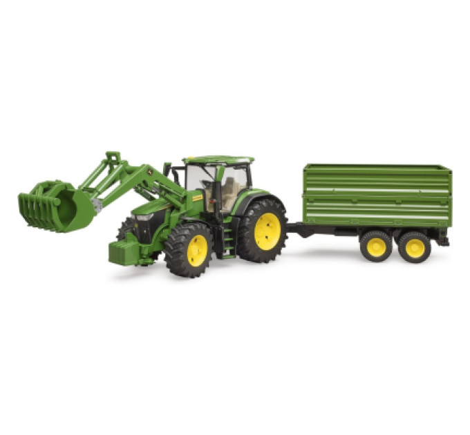 Bruder Спецтехніка Bruder трактор John Deere 7R 350 з навантажувачем та причепом (03155)