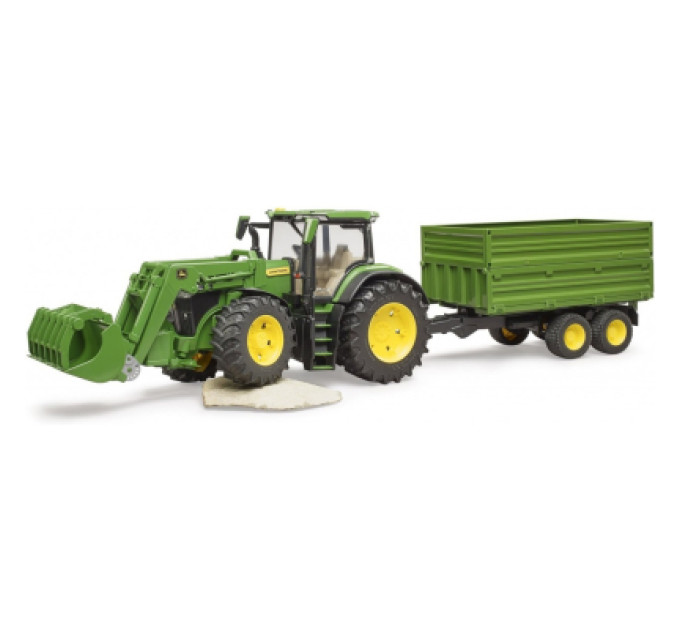 Bruder Спецтехніка Bruder трактор John Deere 7R 350 з навантажувачем та причепом (03155)