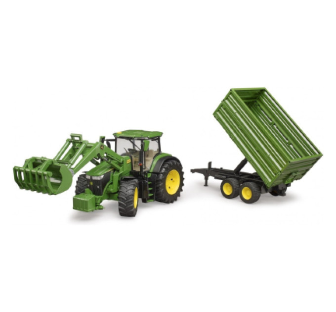 Bruder Спецтехніка Bruder трактор John Deere 7R 350 з навантажувачем та причепом (03155)