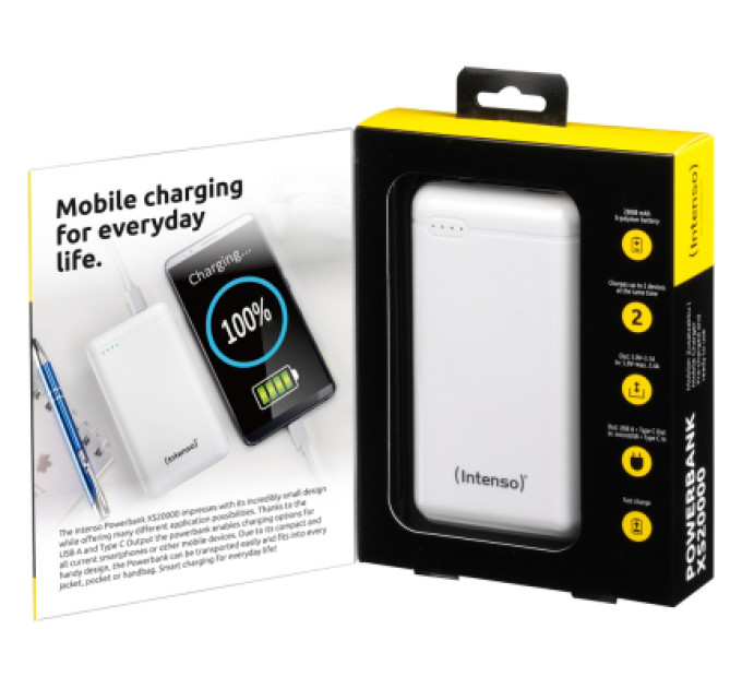 Intenso Батарея універсальна Intenso XS20000 20000mAh, USB Type-C USB-A, 5V, 3.1A, white (7313552)
