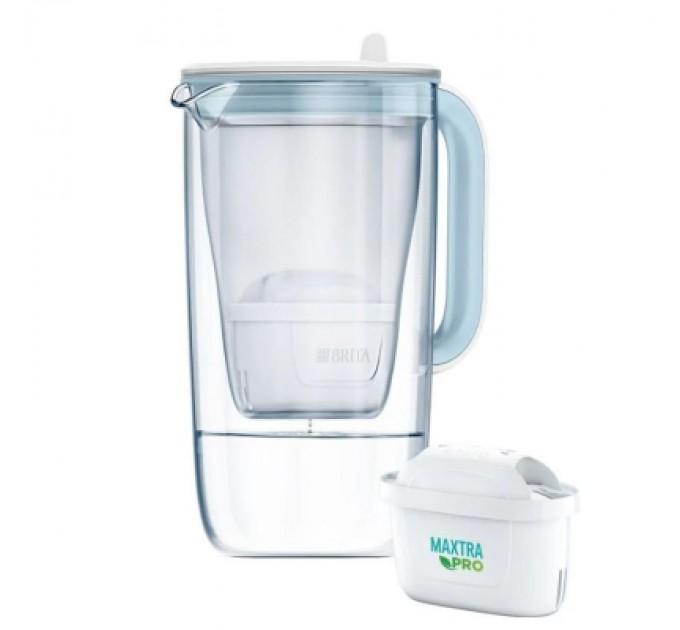 Brita Фільтр-глечик Brita Glass Jug One скляний 2.5л (1.7л води) з фільтр-картриджем, синій (1050452)