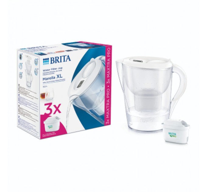 Brita Фільтр-глечик Brita Marella XL Memo MXPro 3.5л (2л води) з фільтр-картриджем 3шт, білий (1052782)