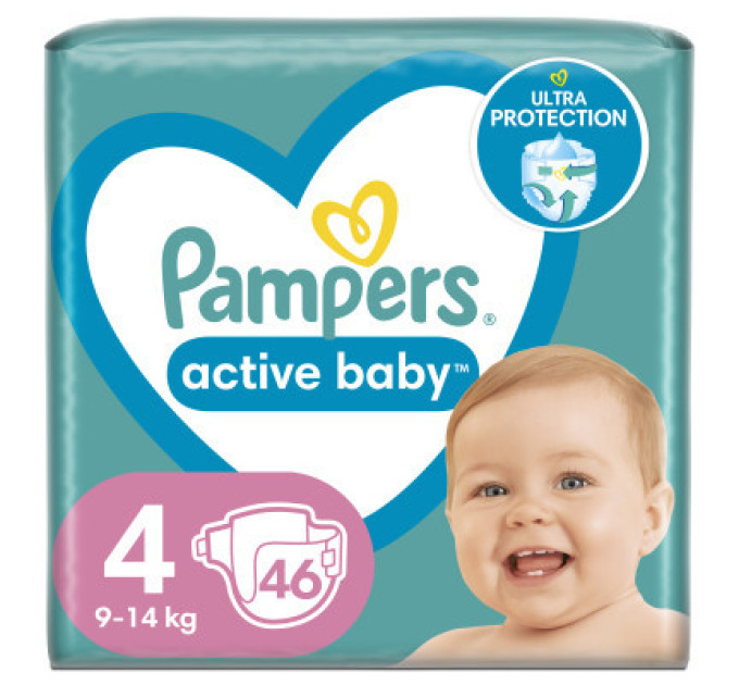 Pampers Підгузки Pampers Active Baby Maxi Розмір 4 (9-14 кг) 46 шт (8001090949097)