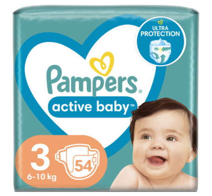 Pampers Підгузки Pampers Active Baby Розмір 3 (6-10 кг) 54 шт (8001090948977)