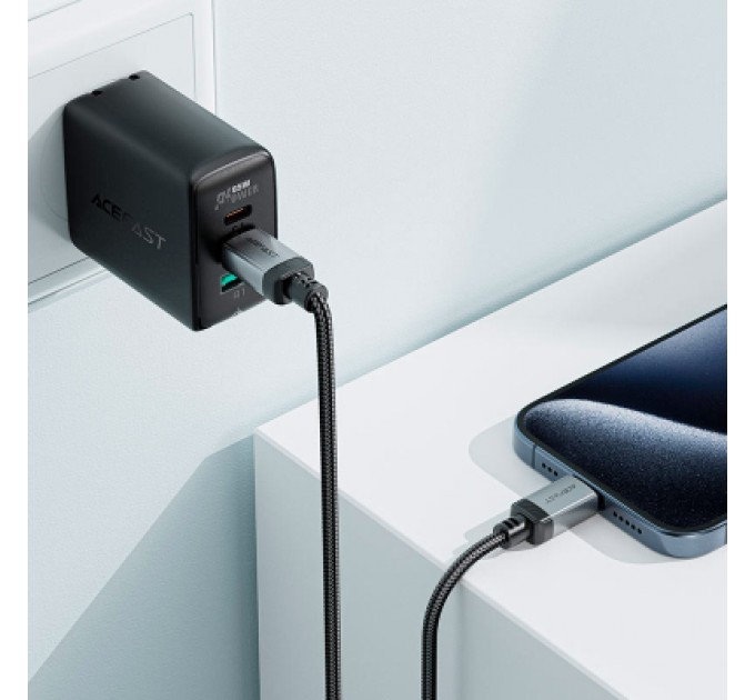 Acefast Дата кабель USB-C to USB-C 1.2m 3A aluminum alloy C20-03 Black Acefast (6974316283775)