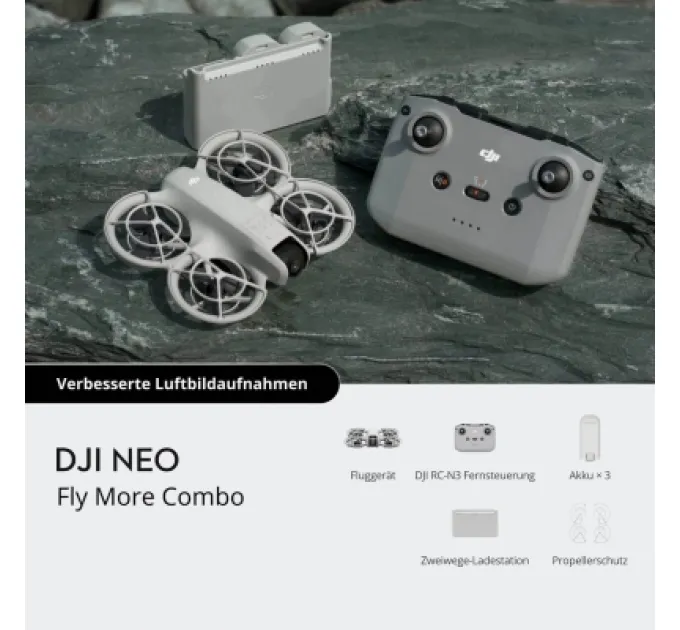 DJI Квадрокоптер DJI Neo Fly More Combo (DJI RC-N3) пульт без дисплея (CP.FP.00000185.01)