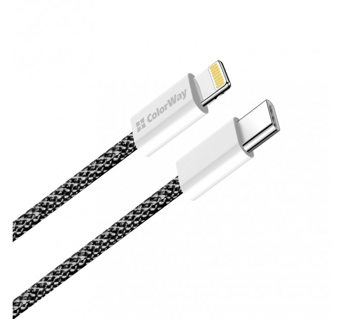 ColorWay Кабель ColorWay USB Type-C - Lightning (M/M), (braided cotton) (PD Fast Charging 27W), 2 м, Black (CW-CBPDCL068-BK)