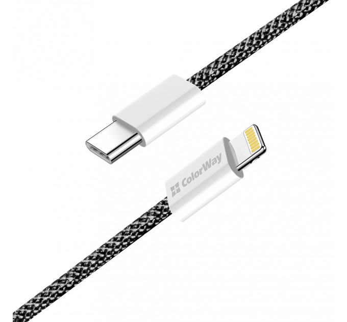 ColorWay Кабель ColorWay USB Type-C - Lightning (M/M), (braided cotton) (PD Fast Charging 27W), 2 м, Black (CW-CBPDCL068-BK)