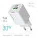 ColorWay Мережевий зарядний пристрій ColorWay GaN Mini 30W PD Port PPS USB (Type-C PD + USB QC4.0) White (CW-CHS053PD-WT)
