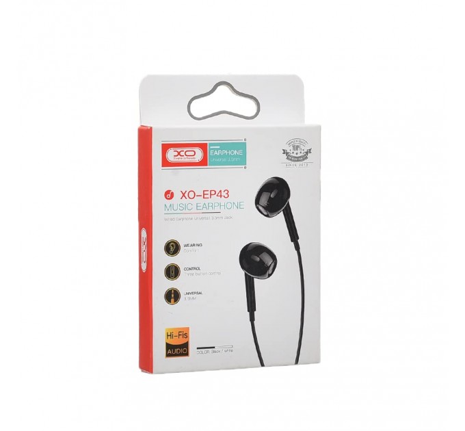XO Гарнітура XO EP43 In-ear Earphone Black (6920680879168)