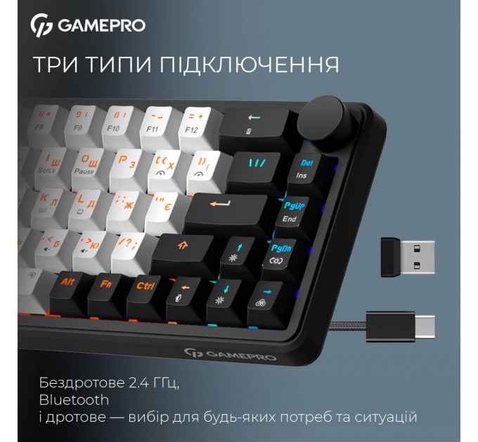 GamePro Клавіатура бездротова GamePro Asgard Valhalla MK210W Pro White