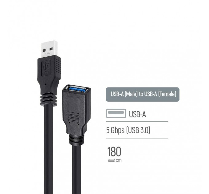 ColorWay Кабель ColorWay USB - USB V 3.0 (M/F), 1.8 м, Black (CW-CBUF075-BK)