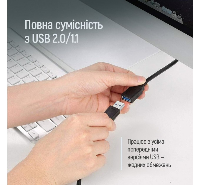 ColorWay Кабель ColorWay USB - USB V 3.0 (M/F), 1.8 м, Black (CW-CBUF075-BK)