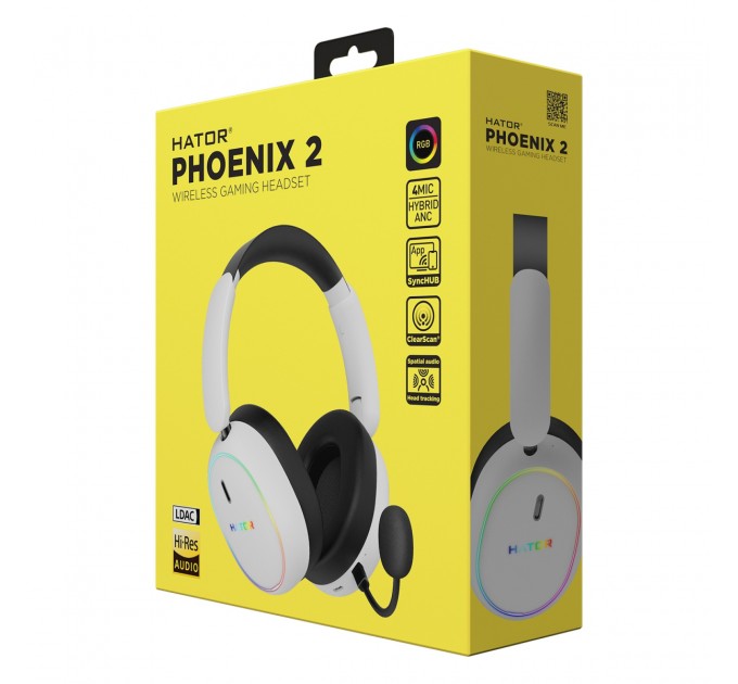 Hator Навушники Hator Phoenix 2 Wireless Hi-Res SyncHUB White (ESH41)