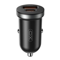 Автомобільний зарядний пристрій XO CC56 (USB, USB-C, 3A) 30W Black