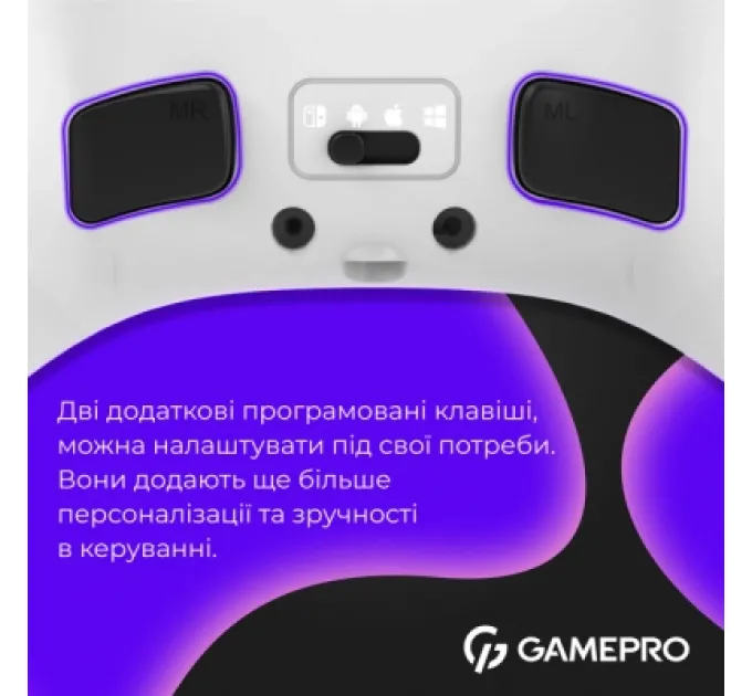 GamePro Геймпад GamePro GPX13W 2.4G/BT 5.1/USB/PC/iOS/Android RGB White (GPX13W)