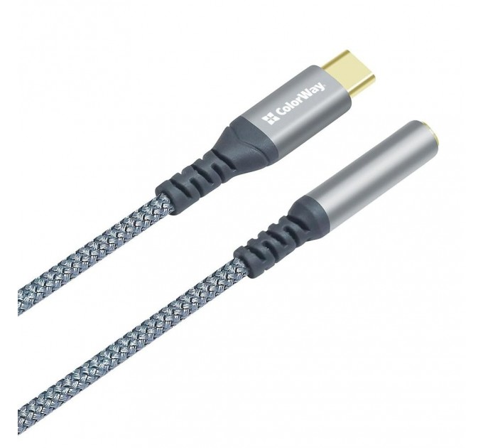ColorWay Адаптер ColorWay USB Type-C - 3.5 мм (M/F), 0.14 м, Gray (CW-AD-CJ)