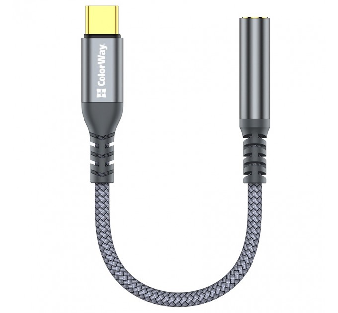 ColorWay Адаптер ColorWay USB Type-C - 3.5 мм (M/F), 0.14 м, Gray (CW-AD-CJ)