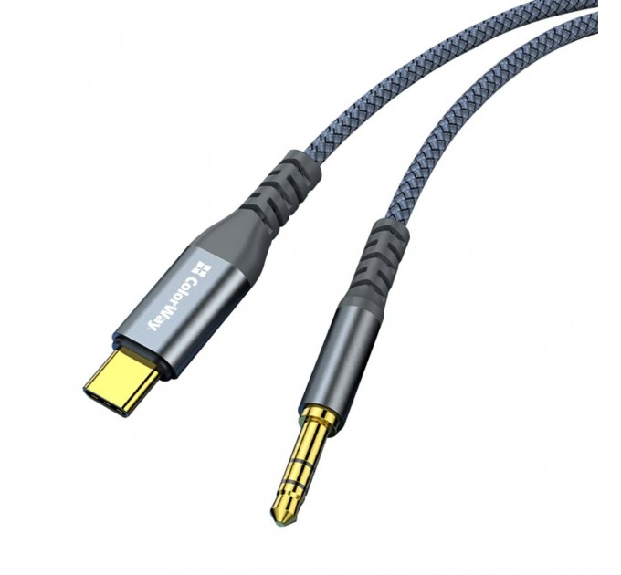 ColorWay Адаптер ColorWay USB Type-C - 3.5 мм (M/M), 1.2 м, Gray (CW-CBPDJ071-G)