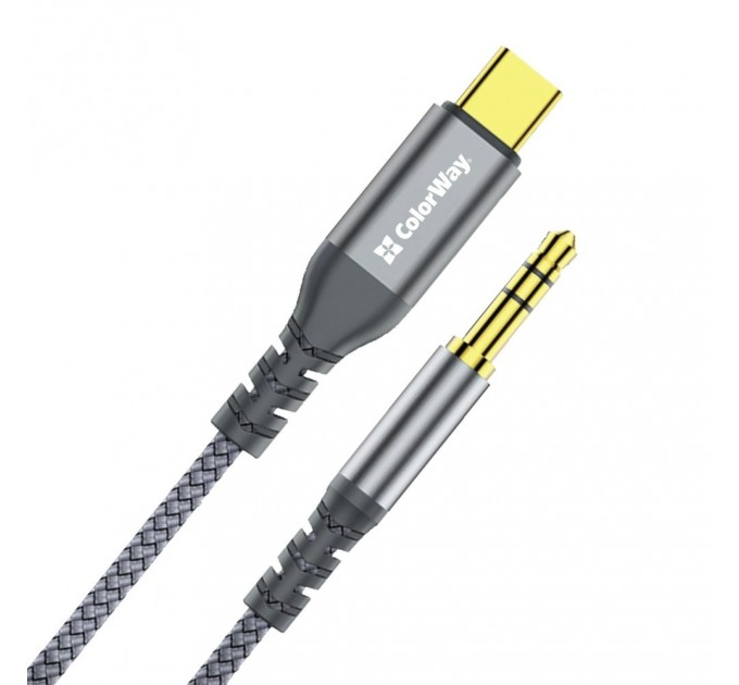 ColorWay Адаптер ColorWay USB Type-C - 3.5 мм (M/M), 1.2 м, Gray (CW-CBPDJ071-G)