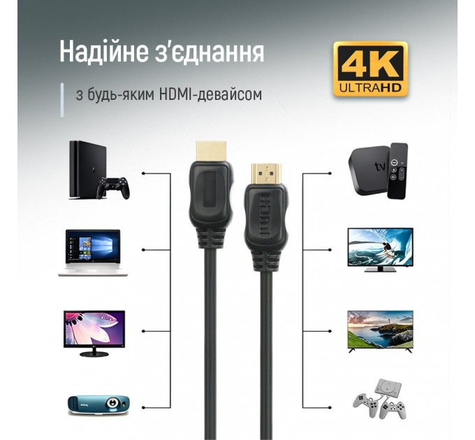 ColorWay Кабель ColorWay HDMI - HDMI V 2.0 (M/M), 4K/60 Гц, 5 м, Black (CW-CBHD080-BK)