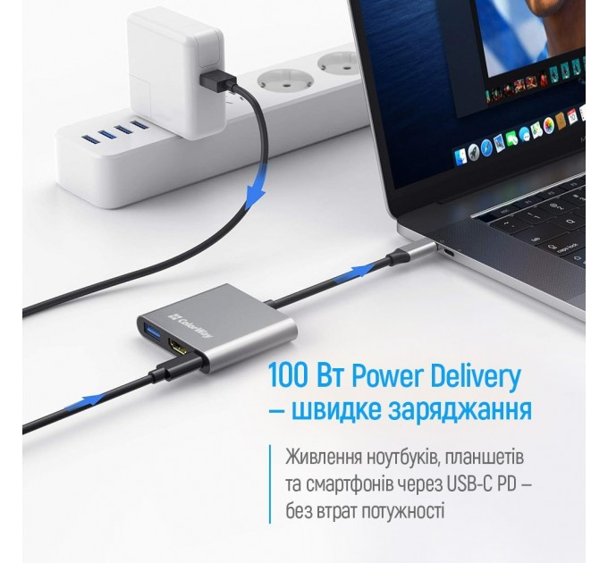 ColorWay USB-хаб СolorWay USB Type-C 3-в-1 (CW-HUB08)