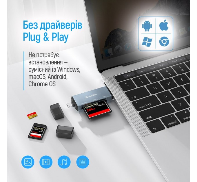 ColorWay Картрідер ColorWay 3-в-1 Gray (CW-CR-01)