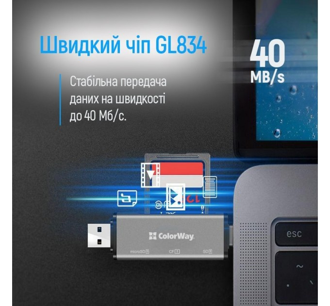 ColorWay Картрідер ColorWay 3-в-1 Gray (CW-CR-01)