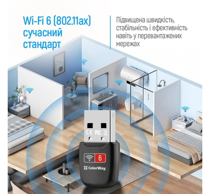 ColorWay Бездротовий адаптер ColorWay Wi-Fi 6 (CW-AD-W1)