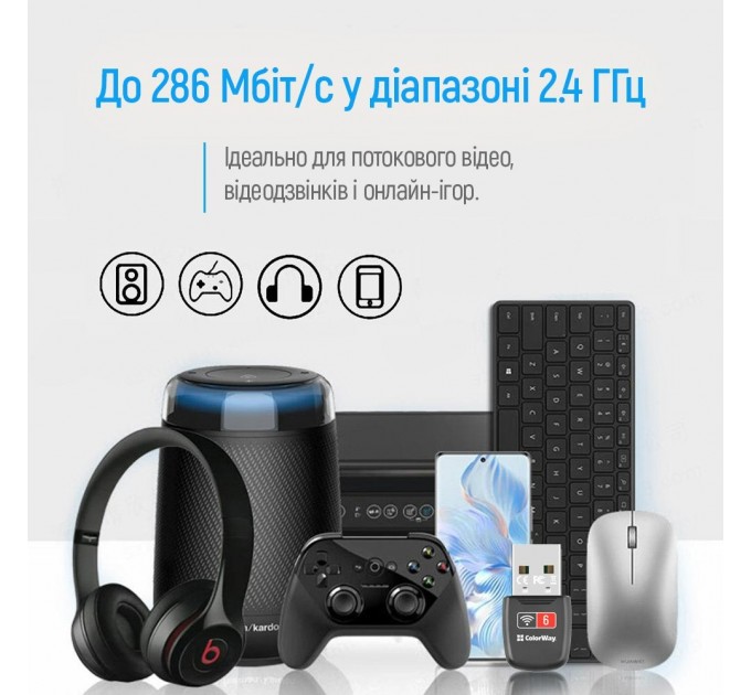 ColorWay Бездротовий адаптер ColorWay Wi-Fi 6 (CW-AD-W1)