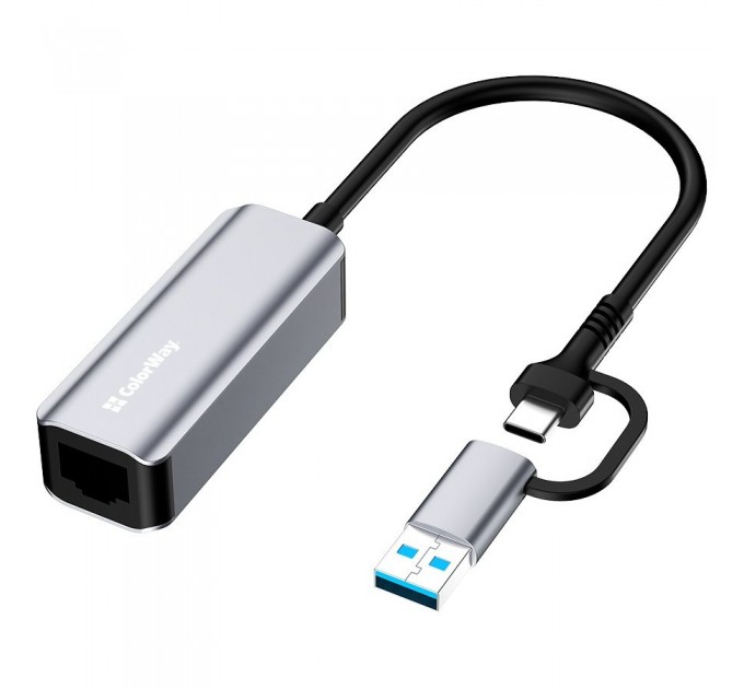 ColorWay Мережевий адаптер ColorWay USB-A/USB-С 3.0 - RJ45 (CW-AD-CRG)