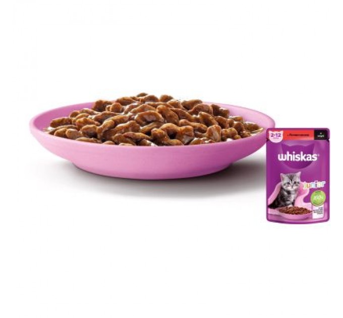 Whiskas Вологий корм для кішок Whiskas Kitten Яловичина в соусі 85 г (5900951301957)