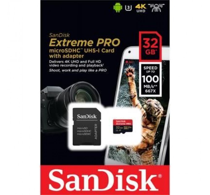 SanDisk Карта пам'яті SanDisk 32GB microSD class 10 V30 A1 UHS-I U3 4K Extreme Pro (SDSQXCG-032G-GN6MA)