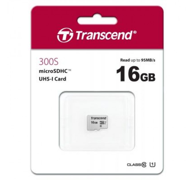 Transcend Карта пам'яті Transcend 16GB microSDHC class 10 UHS-I U1 (TS16GUSD300S)